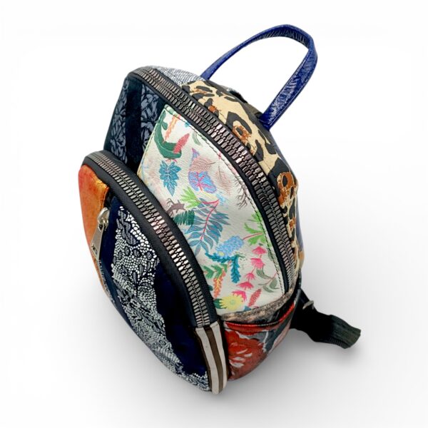 Rucsac damă din piele naturală Selina Unique S100-20 – multicolor patchwork, design artistic