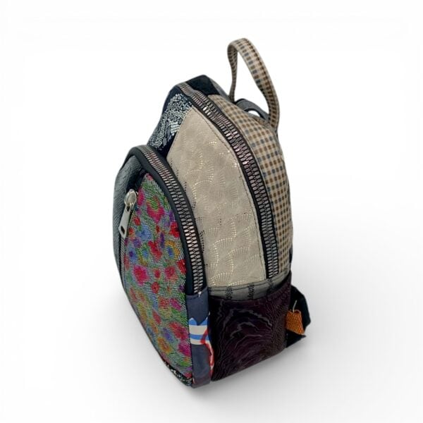 Rucsac damă din piele naturală Selina Unique S100-22 – multicolor patchwork, contrast elegant
