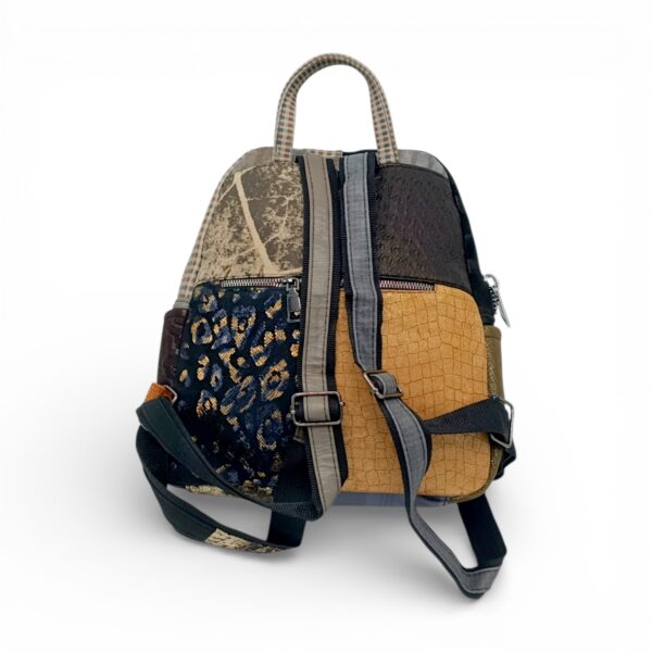 Rucsac damă din piele naturală Selina Unique S100-22 – multicolor patchwork, contrast elegant
