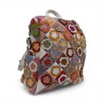 Rucsac damă patchwork floral multicolor Silvia Rosa SR25-082H -Alb- design modern