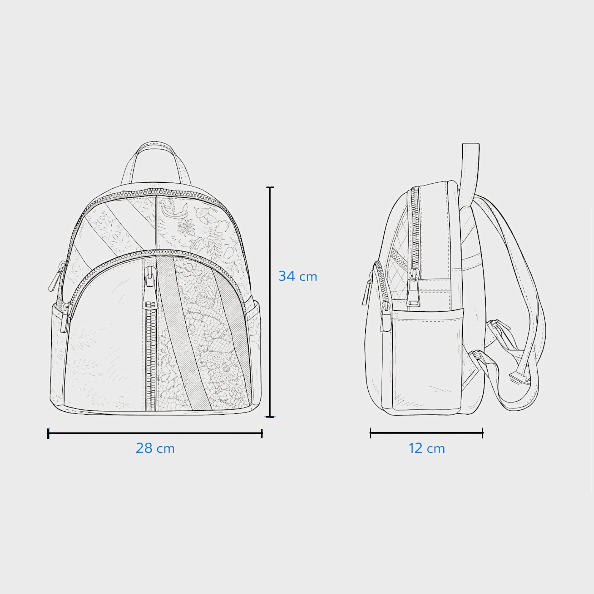 Rucsac damă din piele naturală Selina Unique S100-20 – multicolor patchwork, design artistic