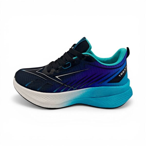 Pantof sport damă NovaStep 196X Pro, negru-albastru, cu talpă amortizantă și design modern.