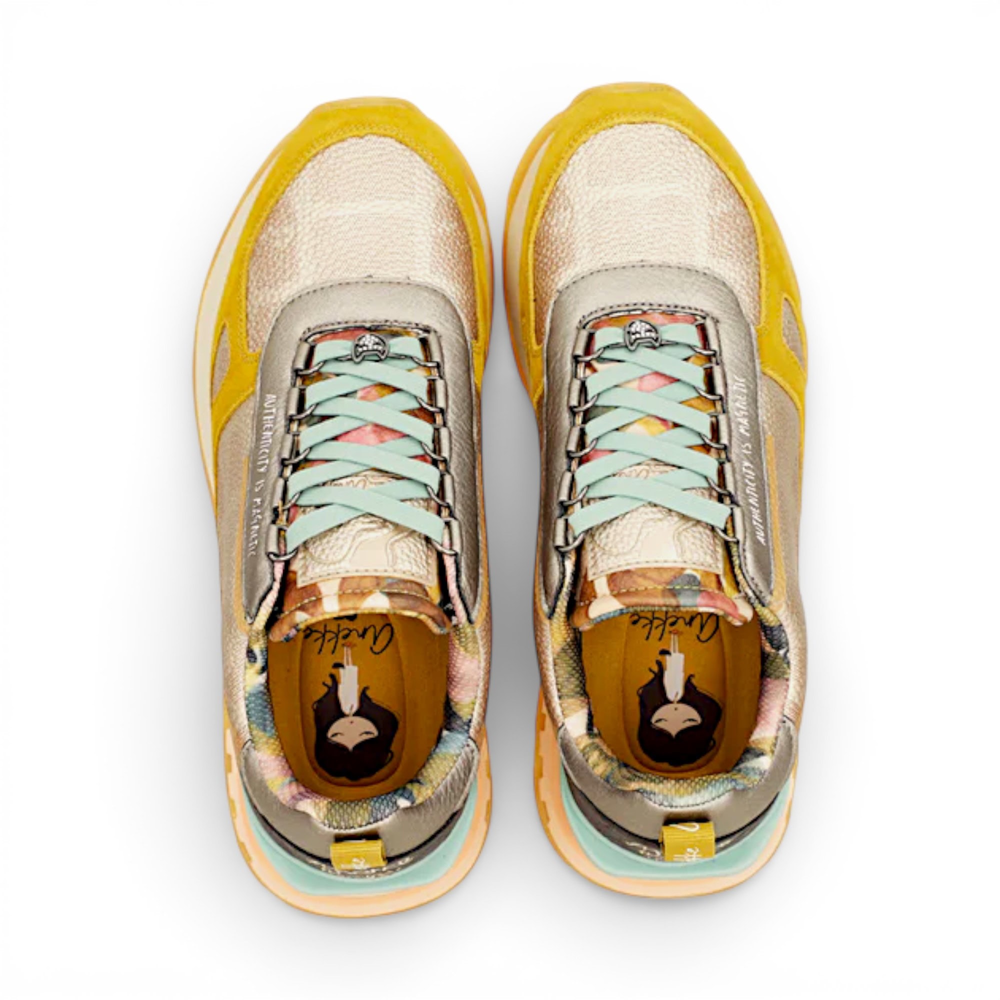 Sneakers damă Anekke Bloom galben și auriu – imaginea 4