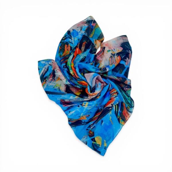 Eșarfă damă din bumbac 100%, model vibrant Blue Energy, perfectă pentru un look modern și elegant.