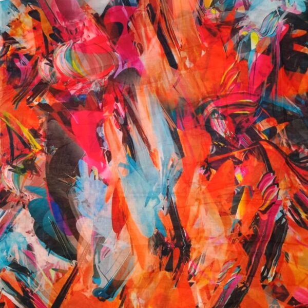 Eșarfă damă bumbac 100% – Chromatic Energy BR10-1 (65×180 cm) | Print Artistic, Cutie Cadou