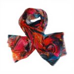 Eșarfă damă bumbac 100% – Chromatic Energy BR10-1 (65×180 cm) | Print Artistic, Cutie Cadou