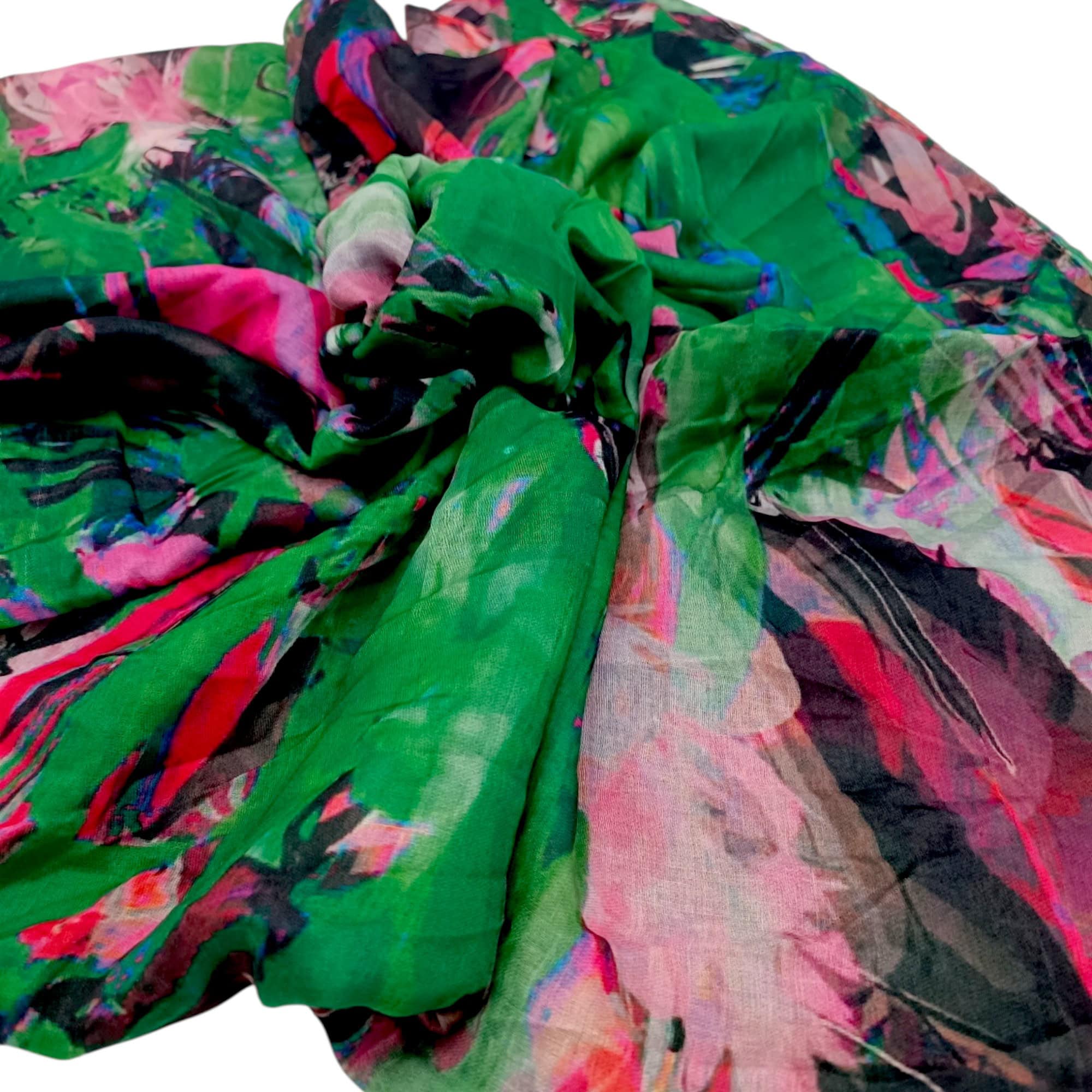 Eșarfă damă bumbac 100% – Emerald Motion BR10-3 (65×180 cm) | Print Artistic, Cutie Cadou