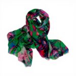 Eșarfă damă bumbac 100% – Emerald Motion BR10-3 (65×180 cm) | Print Artistic, Cutie Cadou