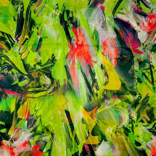 Eșarfă damă bumbac 100% – Lime Fusion BR10-4 (65×180 cm) | Print Artistic, Cutie Cadou