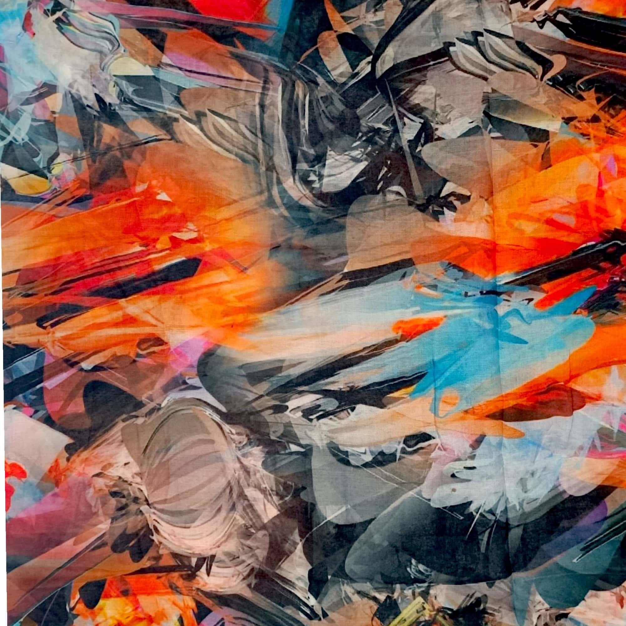 Eșarfă damă din bumbac 100%, model urban artistic, perfectă pentru un look modern și elegant.