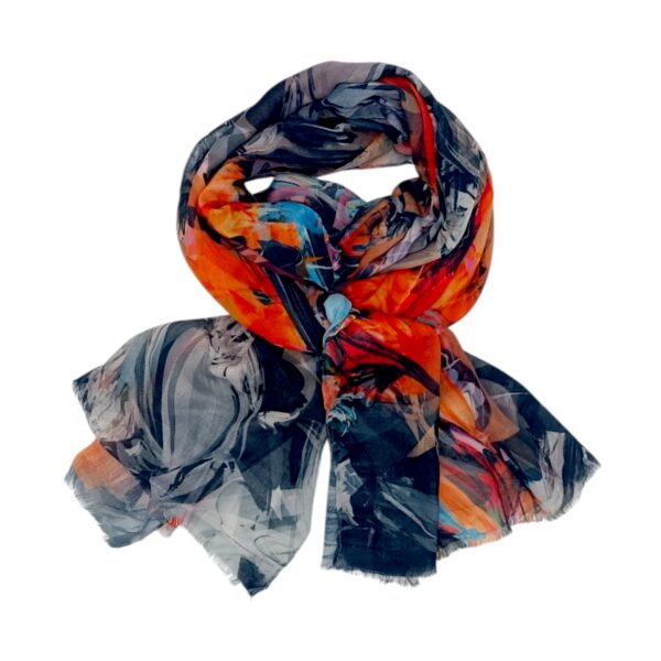 Eșarfă damă 100% bumbac, cu imprimeu artistic și culori vibrante, perfectă pentru un look urban și e.