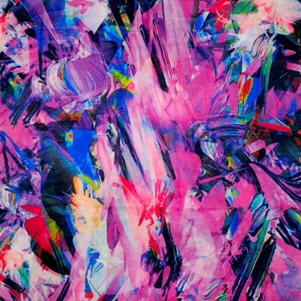 Eșarfă damă bumbac 100% – Violet Pulse BR10-2 (65×180 cm) Print Artistic, Cutie Cadou