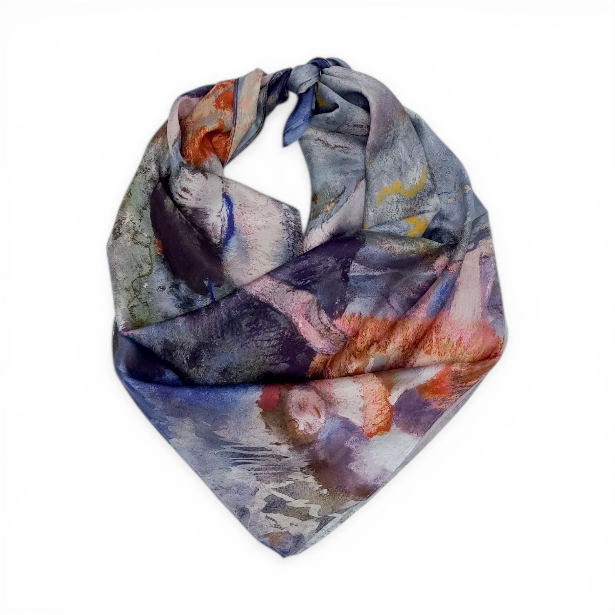 Eșarfă damă mătase naturală 100% – Ballet Reverie SG10-11 (70×70 cm) Print Artistic Elegant, Cutie Cadou