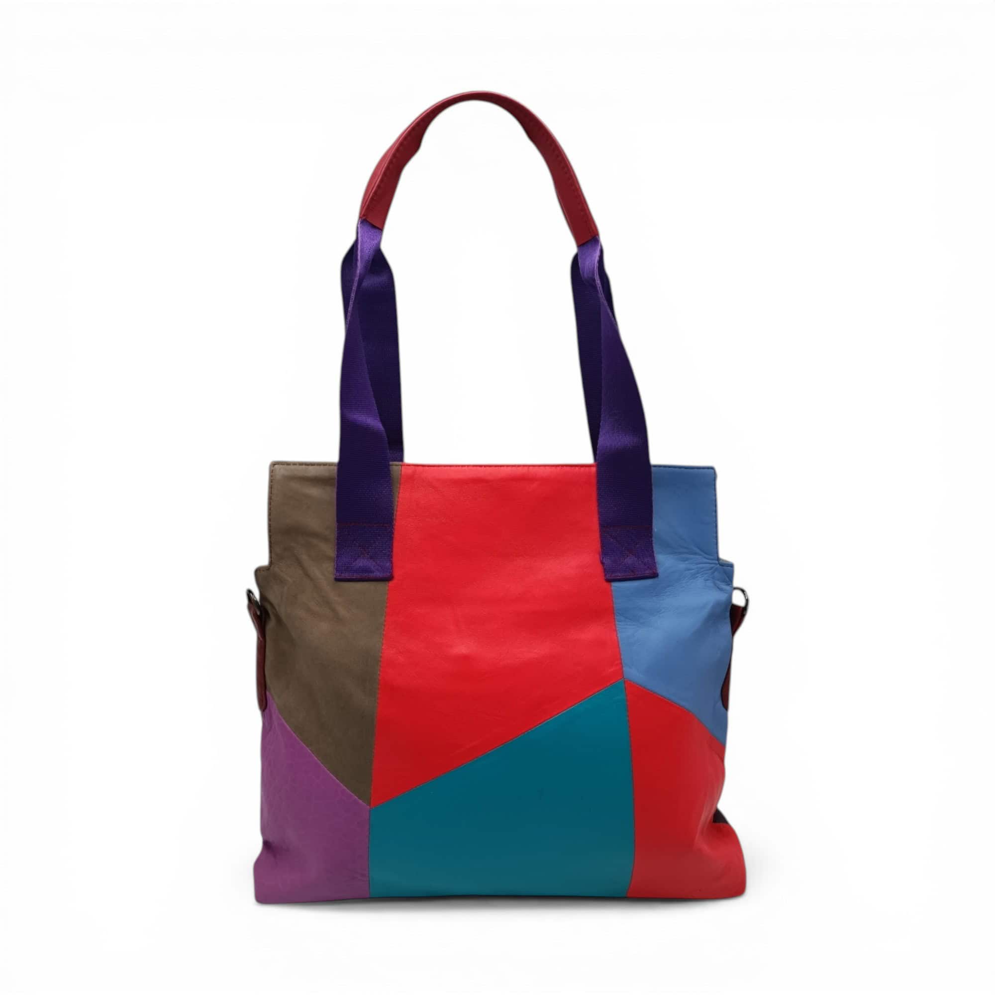 Geantă damă din piele naturală Lucia B95-20 – design artistic multicolor și stil îndrăzneț