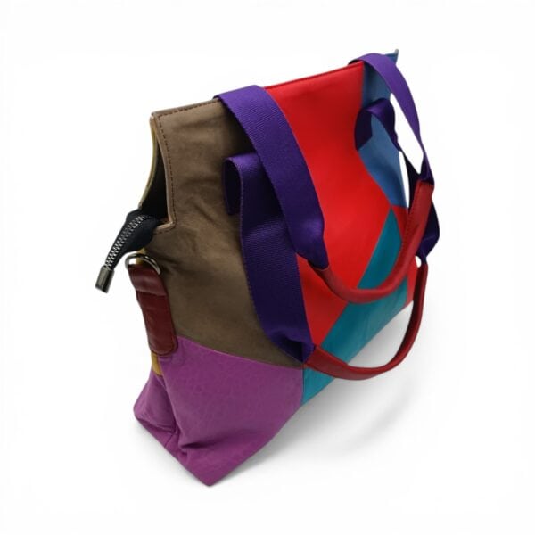 Geantă damă din piele naturală Lucia B95-20 – design artistic multicolor și stil îndrăzneț