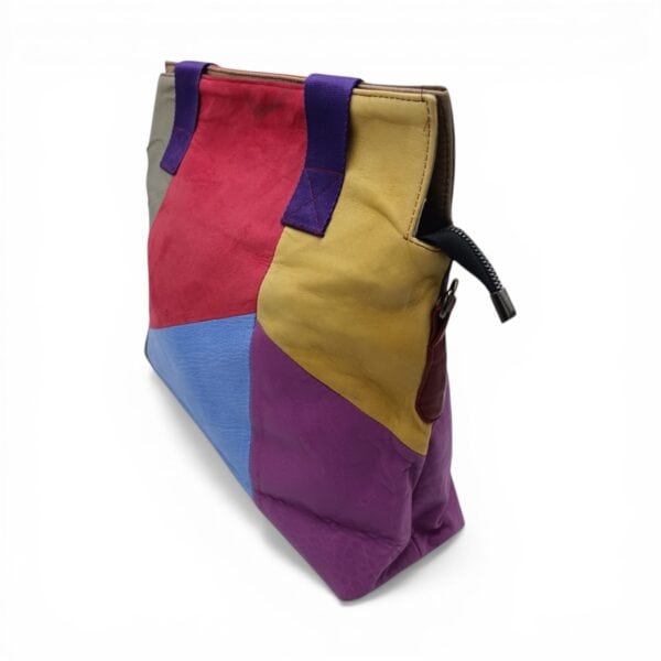 Geantă damă din piele naturală Lucia B95-20 – design artistic multicolor și stil îndrăzneț