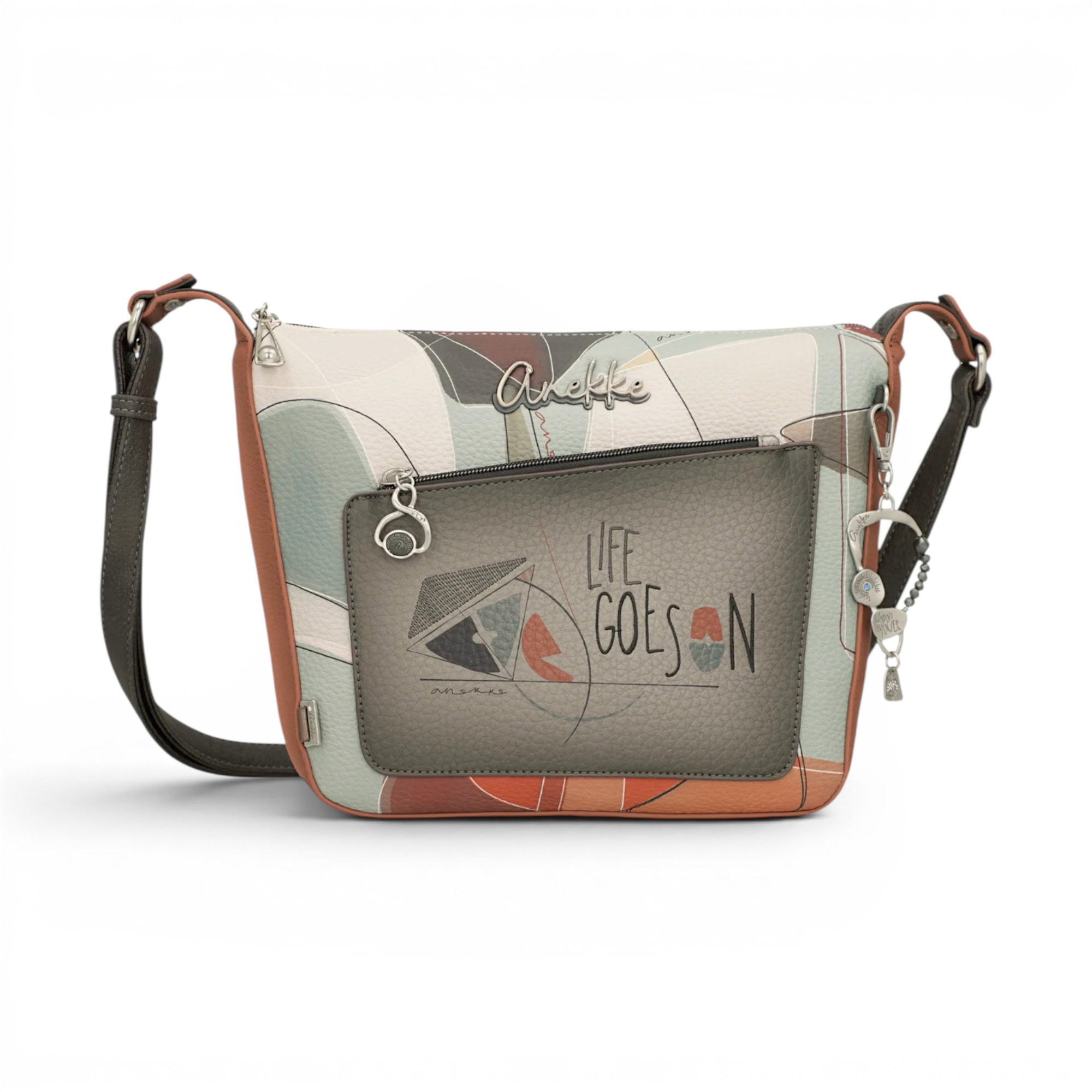 Geantă crossbody Anekke Auralis cu design artistic și funcționalitate practică pentru femei.
