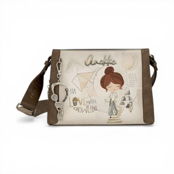 Geantă crossbody Anekke Sophia cu design artistic și detalii elegante.