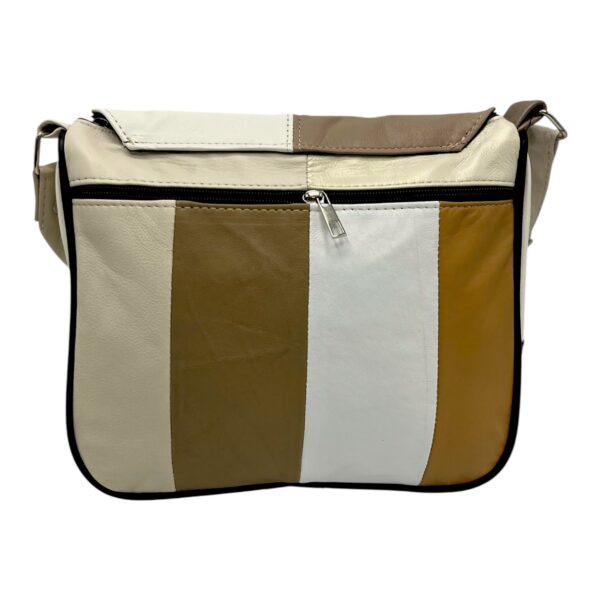 Geantă damă crossbody din piele naturală multicoloră.