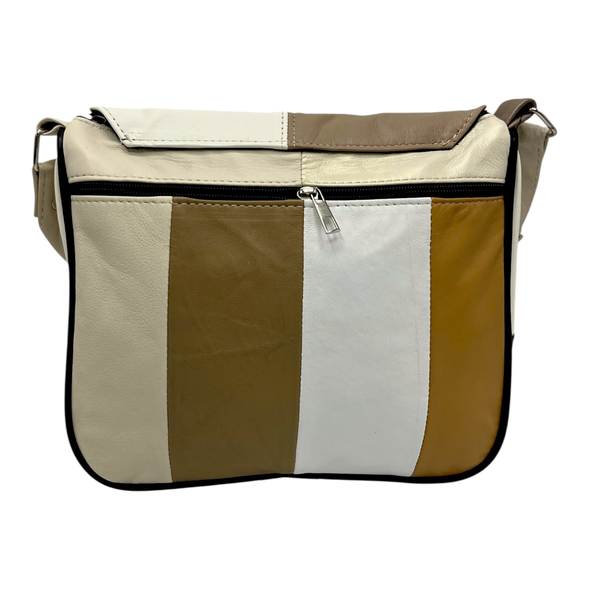 Geantă damă crossbody din piele naturală multicoloră.