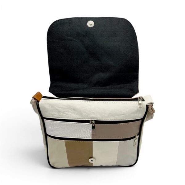 Geantă damă Lucia R45-C67, crossbody din piele naturală multicoloră, perfectă pentru un look elegant.
