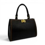 Geantă damă din piele naturală Belle Monique Couture HM510, culoare neagru – eleganță italiană și detalii couture
