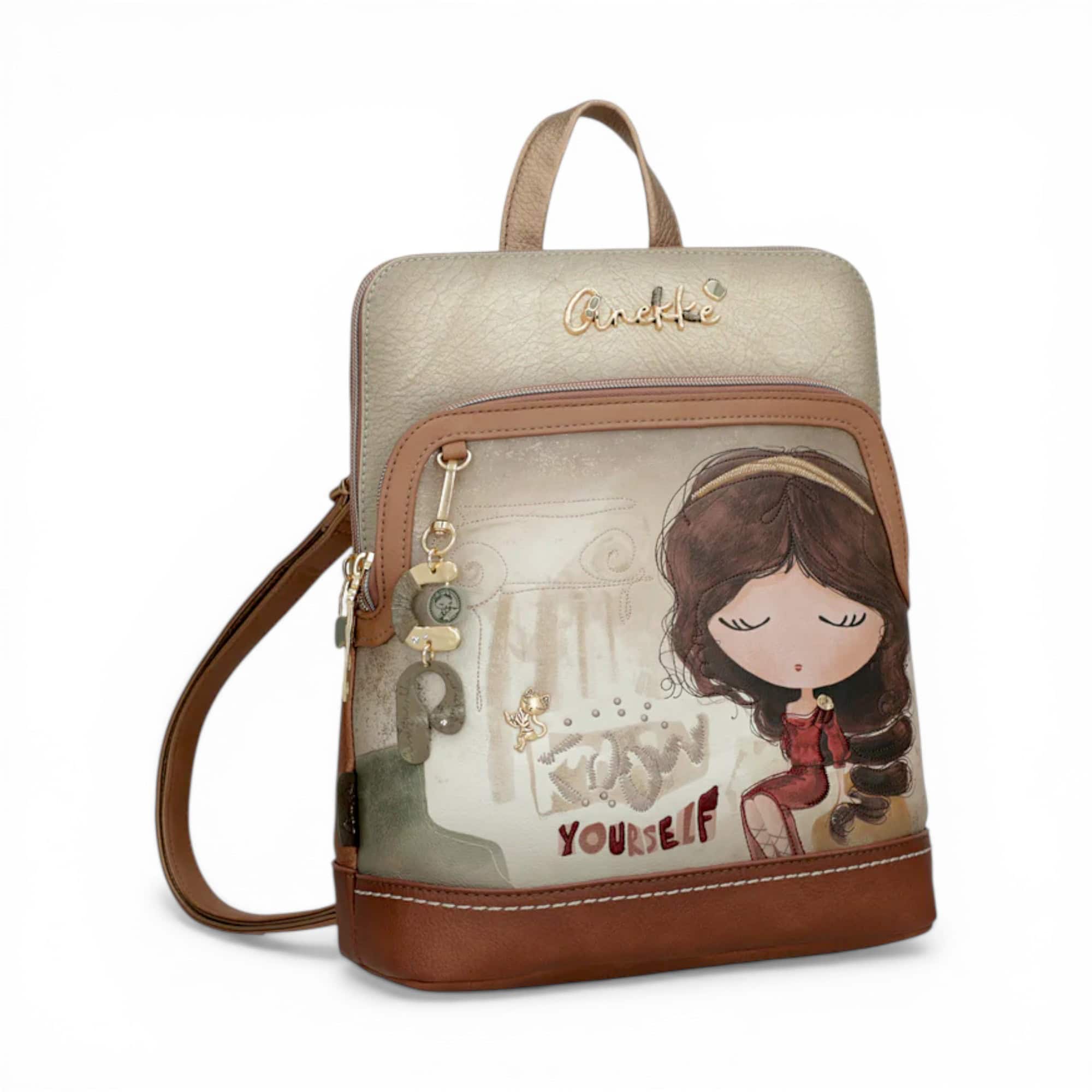 Rucsac damă Anekke Muse cu design artistic și detalii elegante, perfect pentru stilul practic și sof.