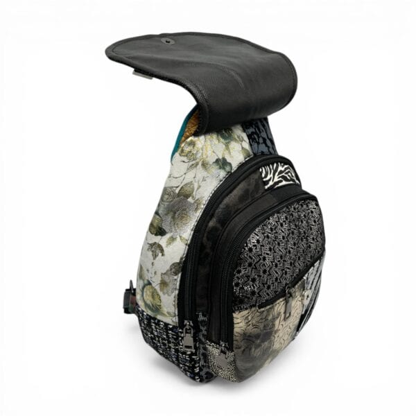Rucsac damă Eveline R90-41 – piele naturală, design artistic multicolor