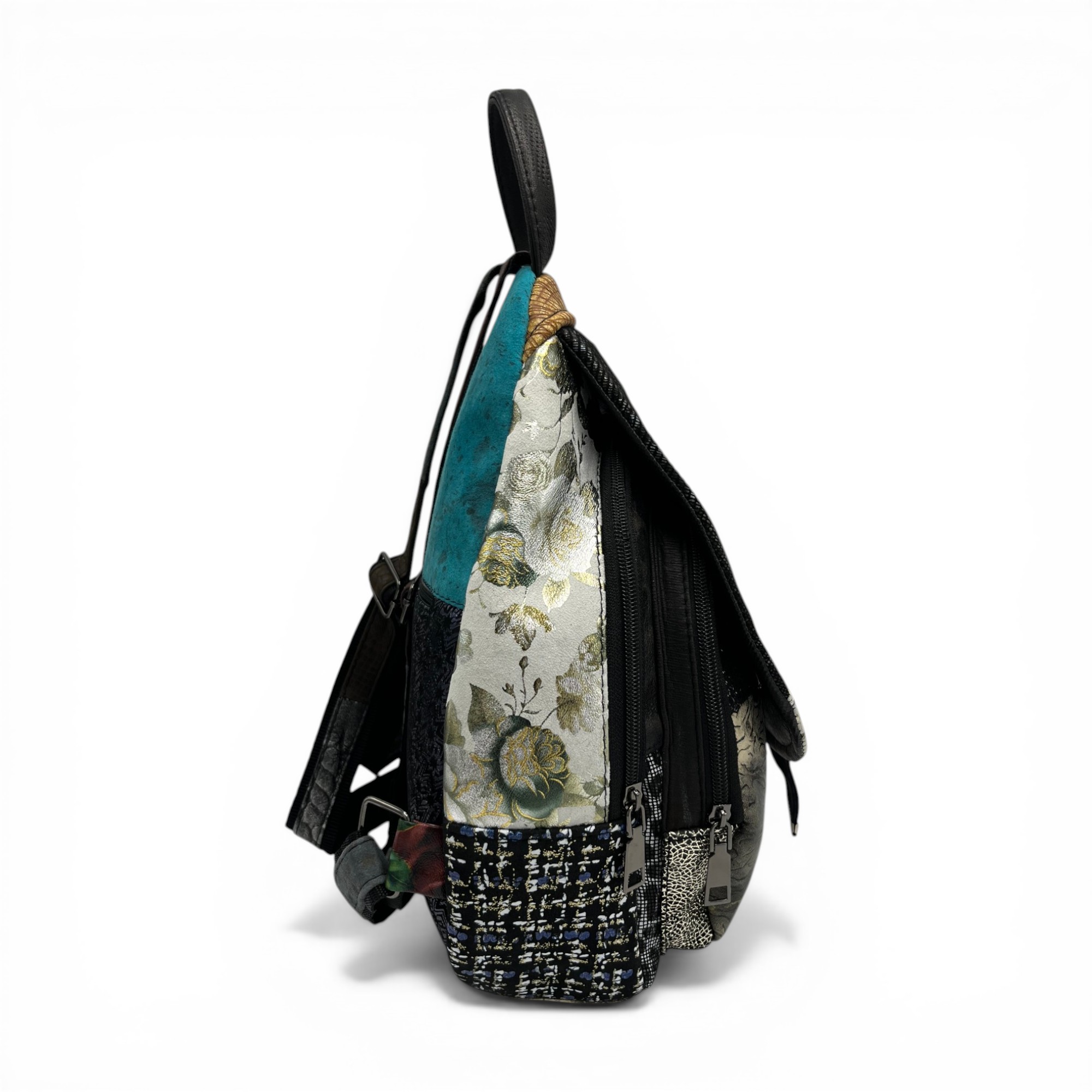 Rucsac damă Eveline R90-41 – piele naturală, design artistic multicolor