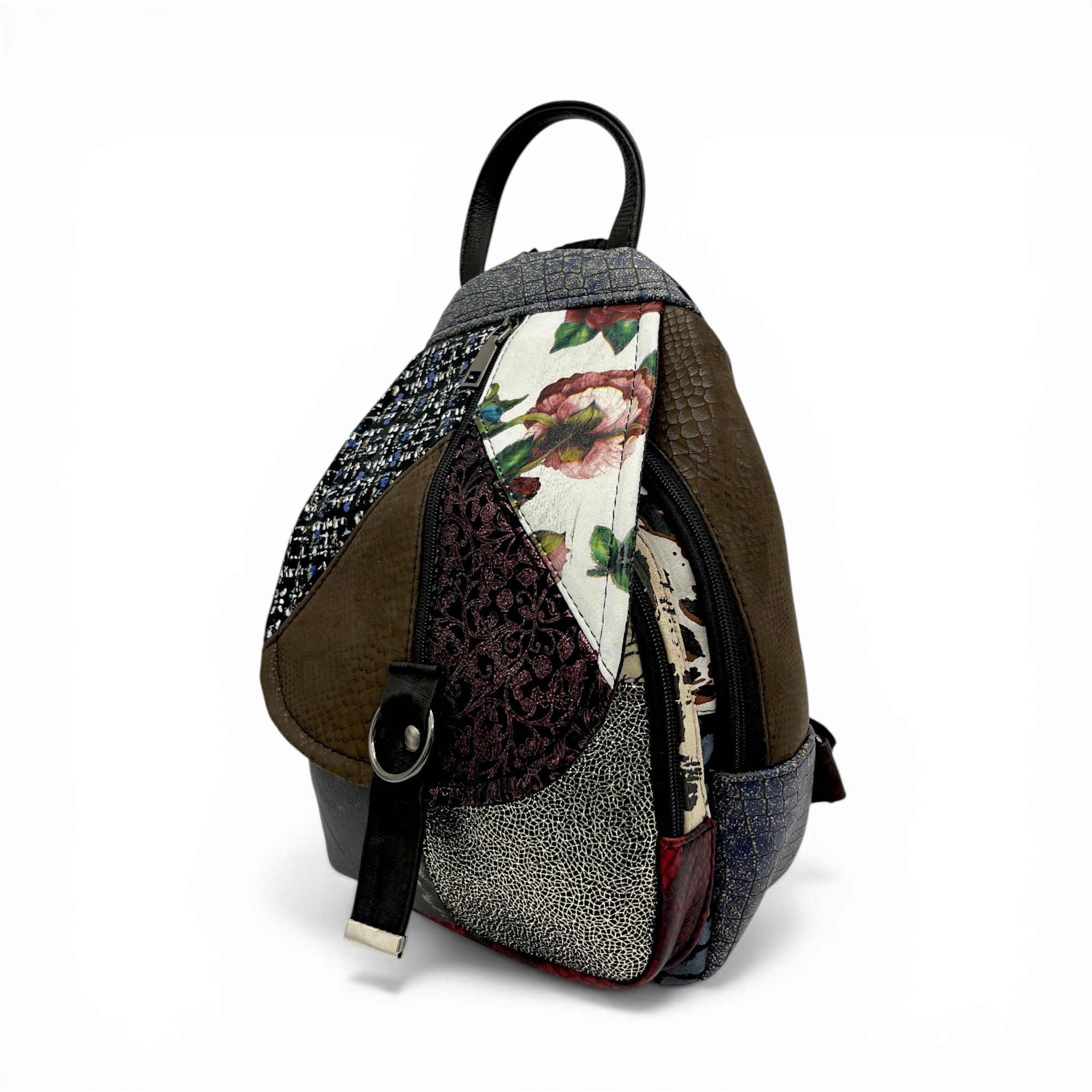 Rucsac damă Eveline R90-42 – piele naturală, design artistic multicolor