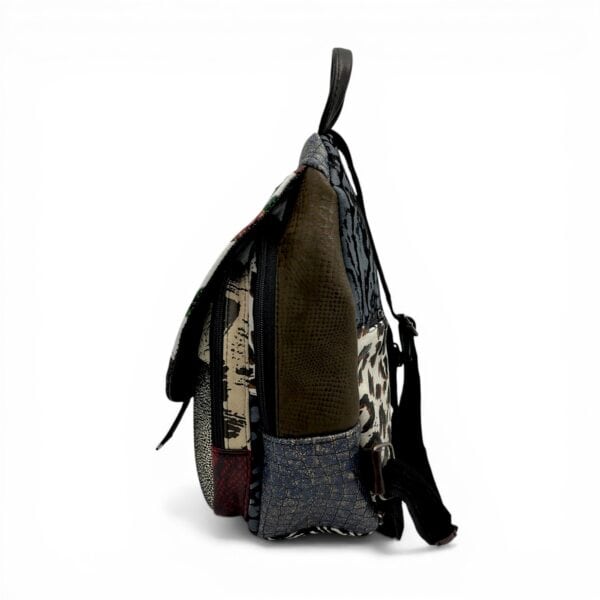 Rucsac damă Eveline R90-42 – piele naturală, design artistic multicolor