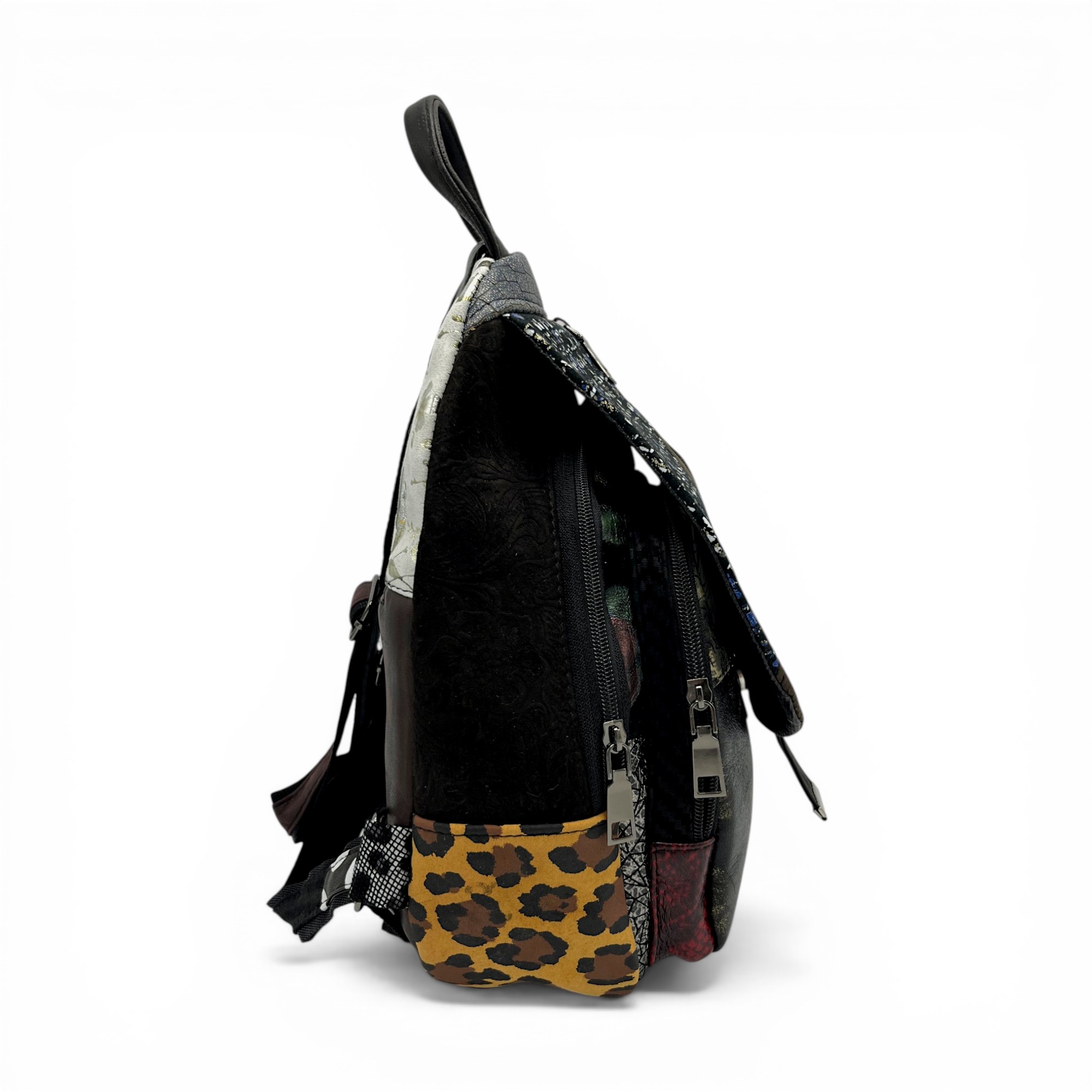 Rucsac damă Eveline R90-42 – piele naturală, design artistic multicolor