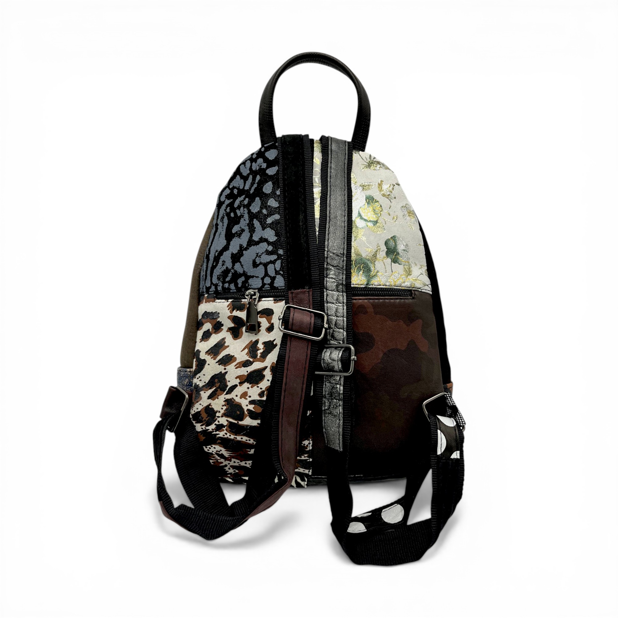 Rucsac damă Eveline R90-42 – piele naturală, design artistic multicolor