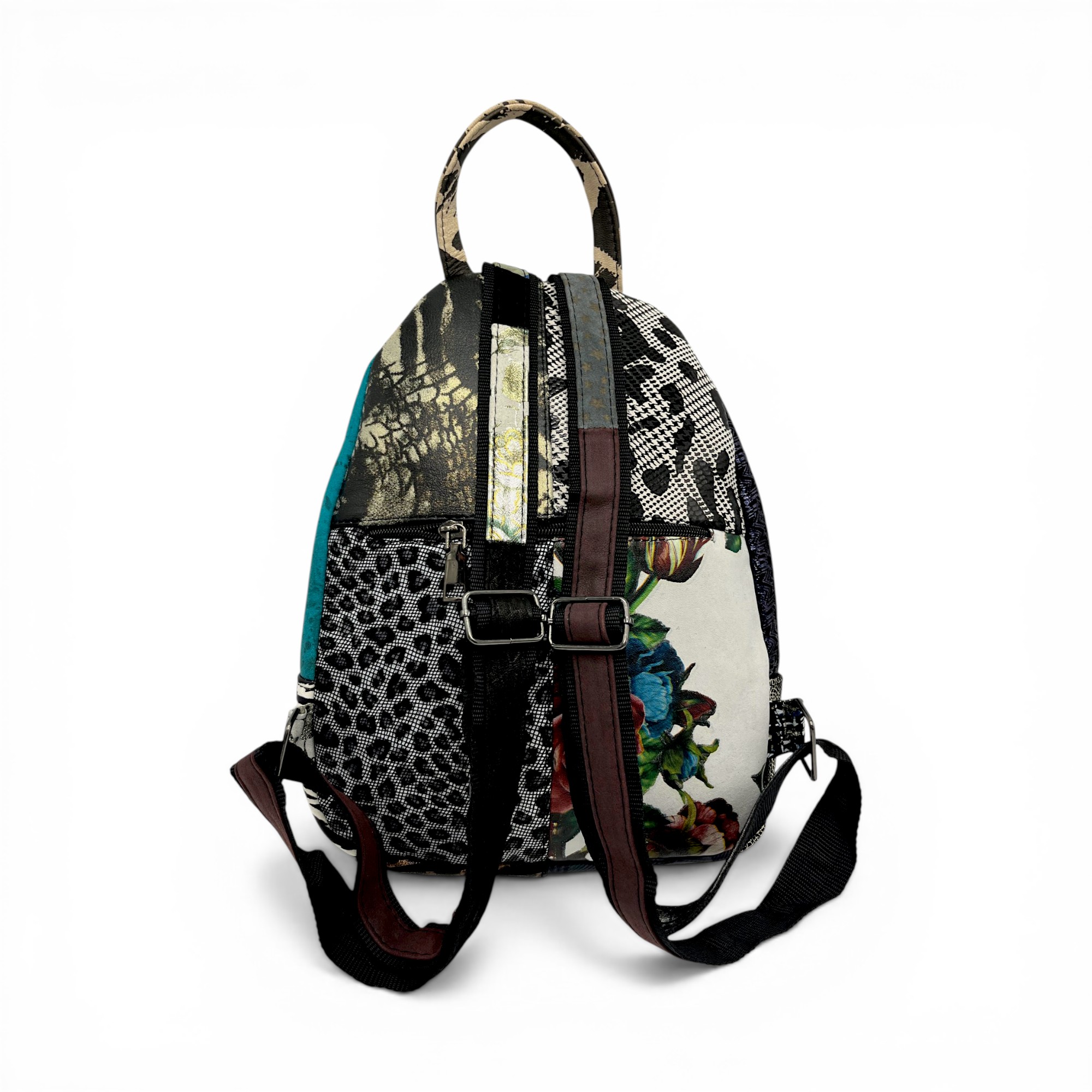 Rucsac damă Eveline R90-43 – piele naturală, design artistic multicolor