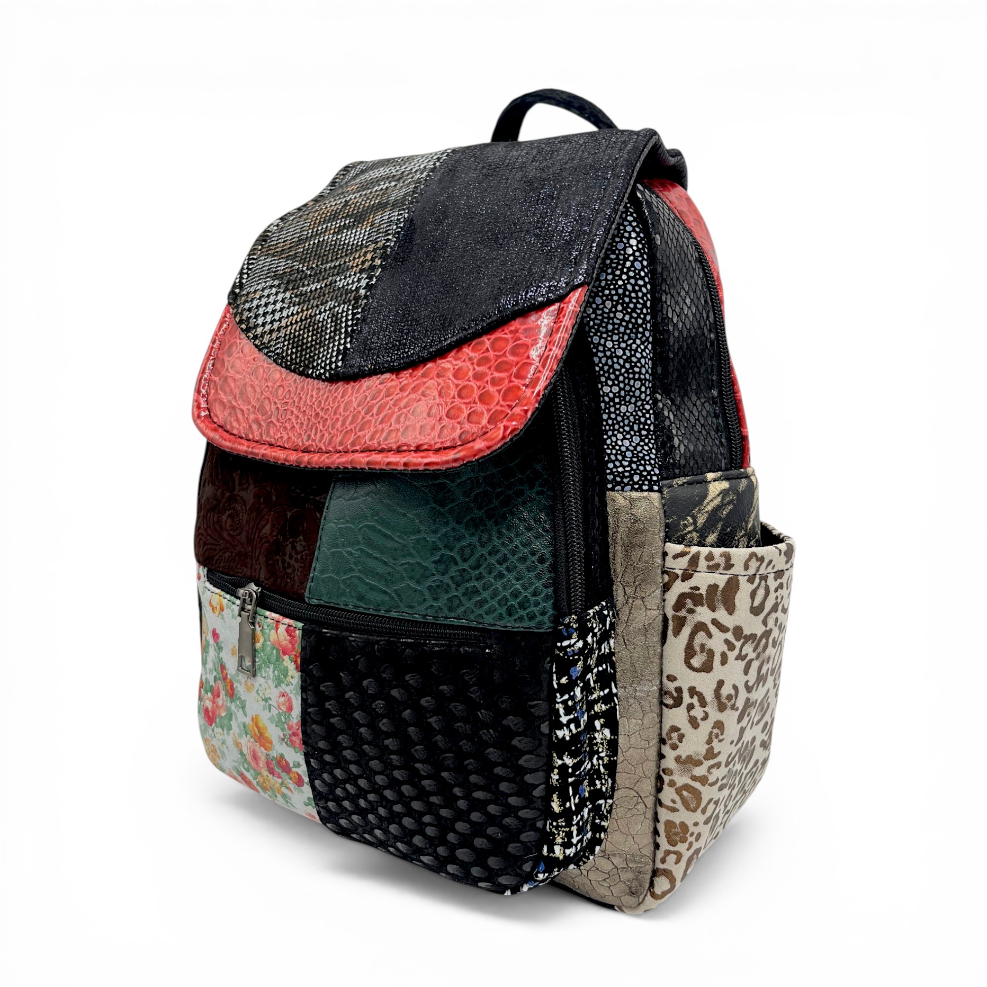 Rucsac damă Piele Naturală Multicolor Eveline Élégance-Couture R105-56 – design patchwork artistic și personalitate unică