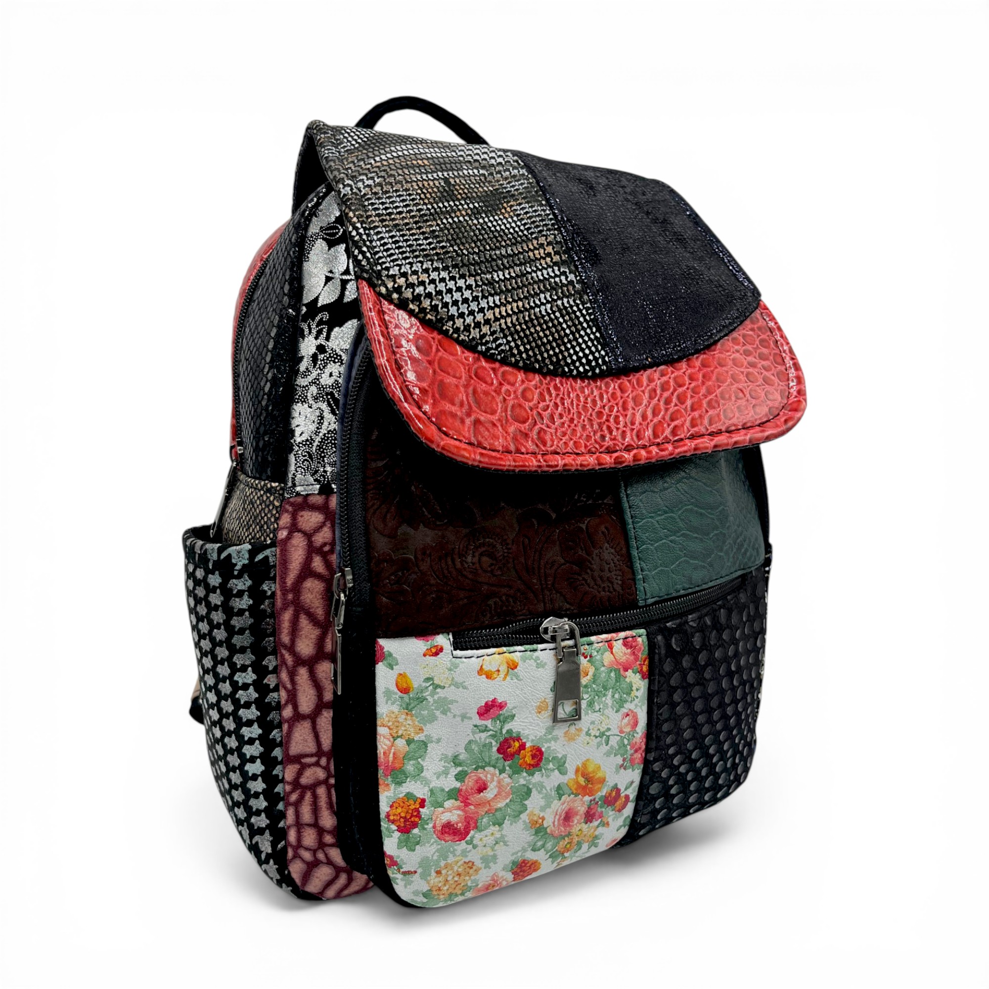 Rucsac damă Piele Naturală Multicolor Eveline Élégance-Couture R105-56 – design patchwork artistic și personalitate unică
