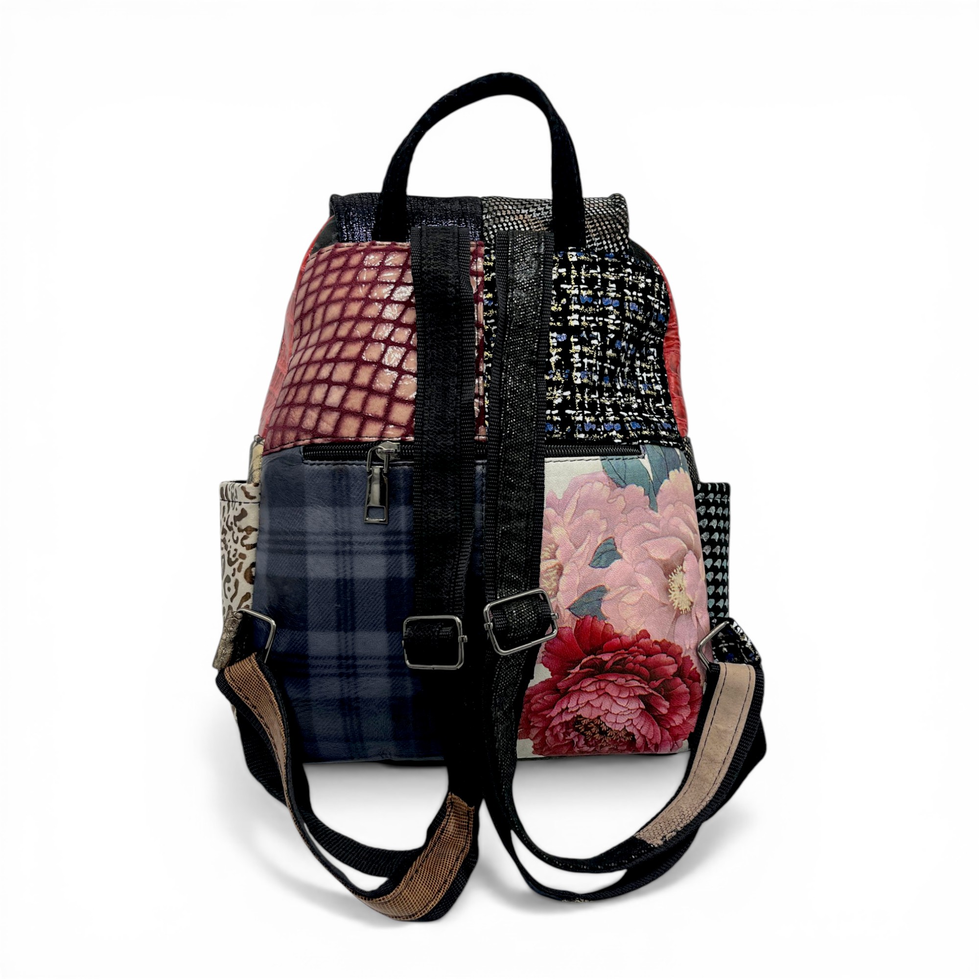 Rucsac damă Piele Naturală Multicolor Eveline Élégance-Couture R105-56 – design patchwork artistic și personalitate unică