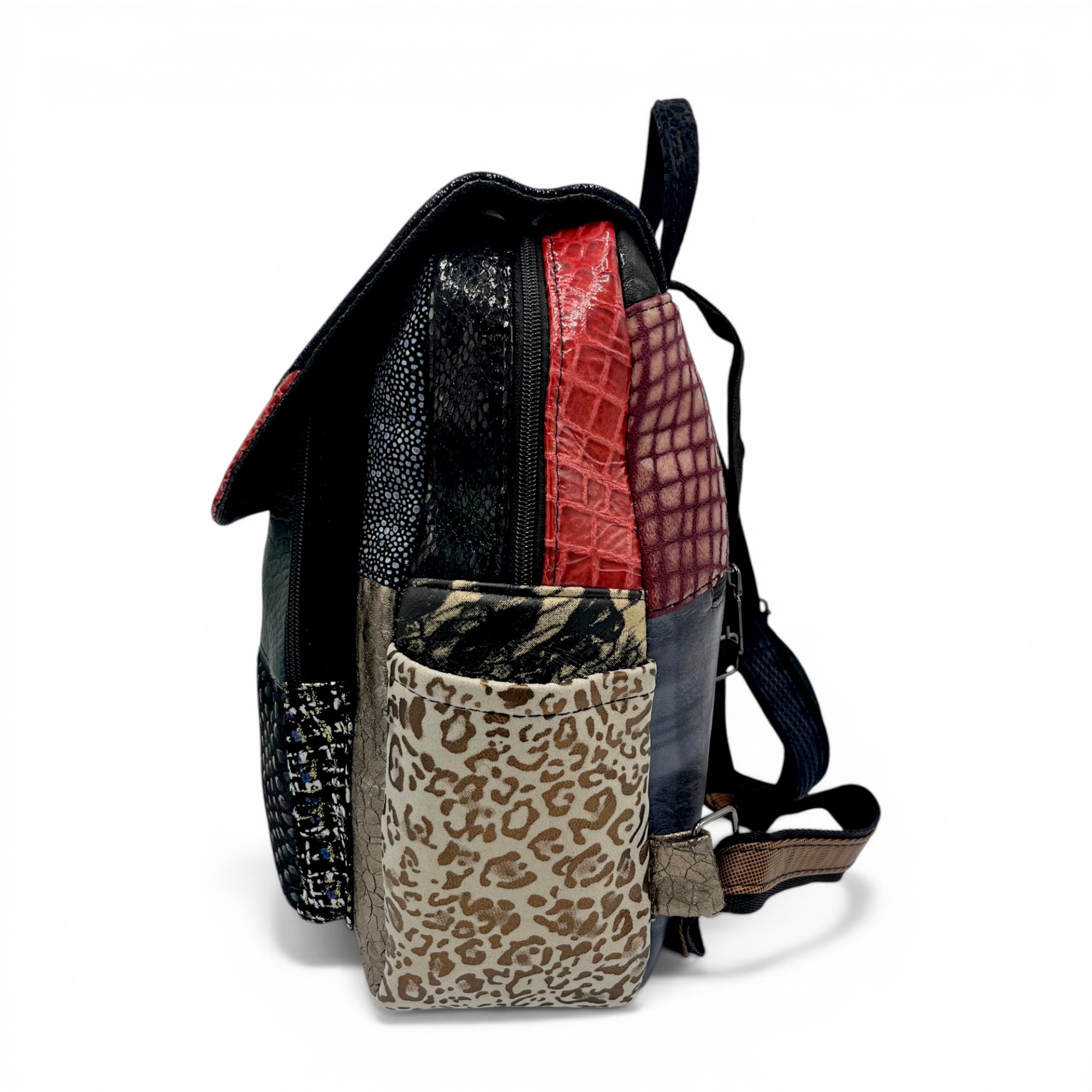 Rucsac damă Piele Naturală Multicolor Eveline Élégance-Couture R105-56 – design patchwork artistic și personalitate unică