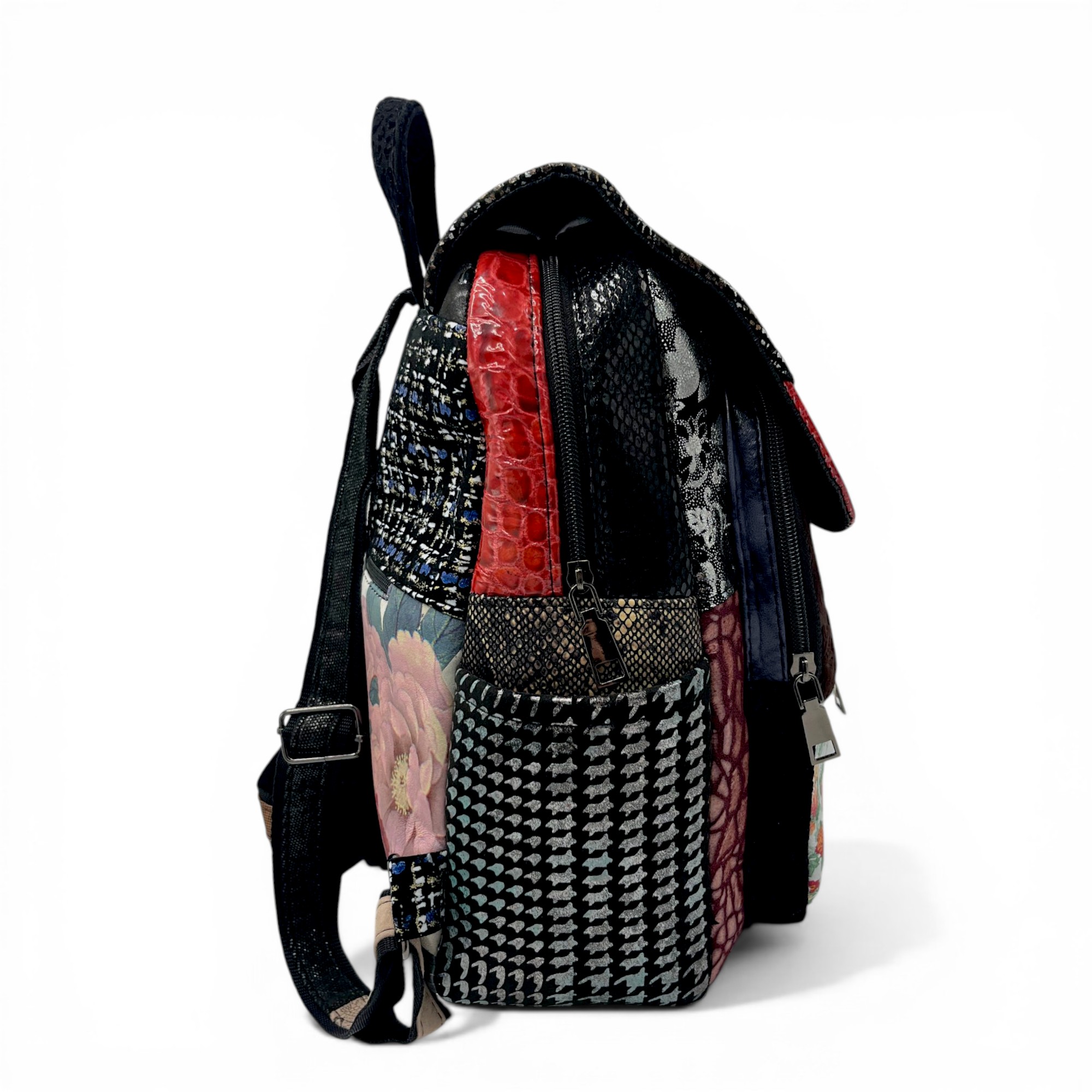 Rucsac damă Piele Naturală Multicolor Eveline Élégance-Couture R105-56 – design patchwork artistic și personalitate unică