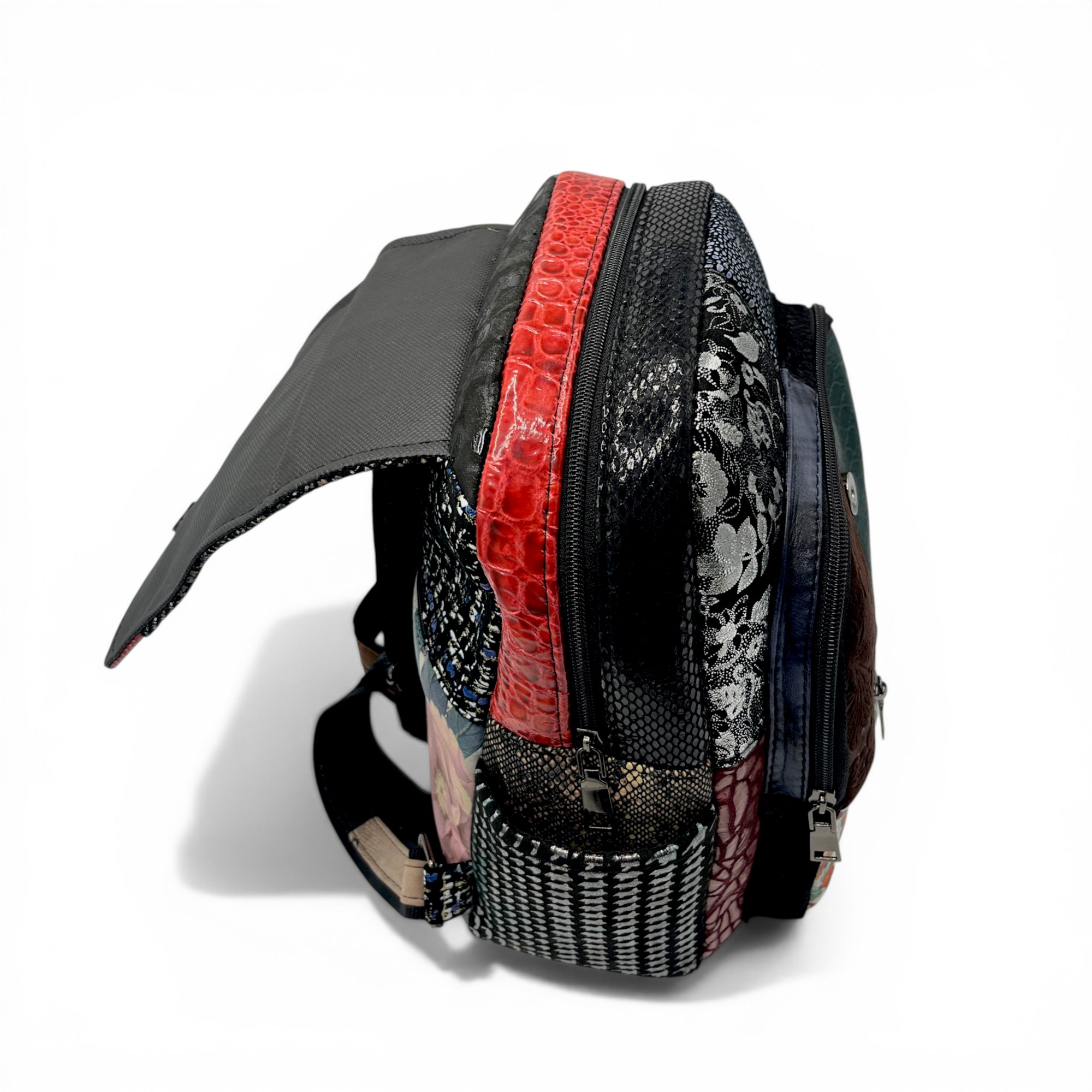 Rucsac damă Piele Naturală Multicolor Eveline Élégance-Couture R105-56 – design patchwork artistic și personalitate unică