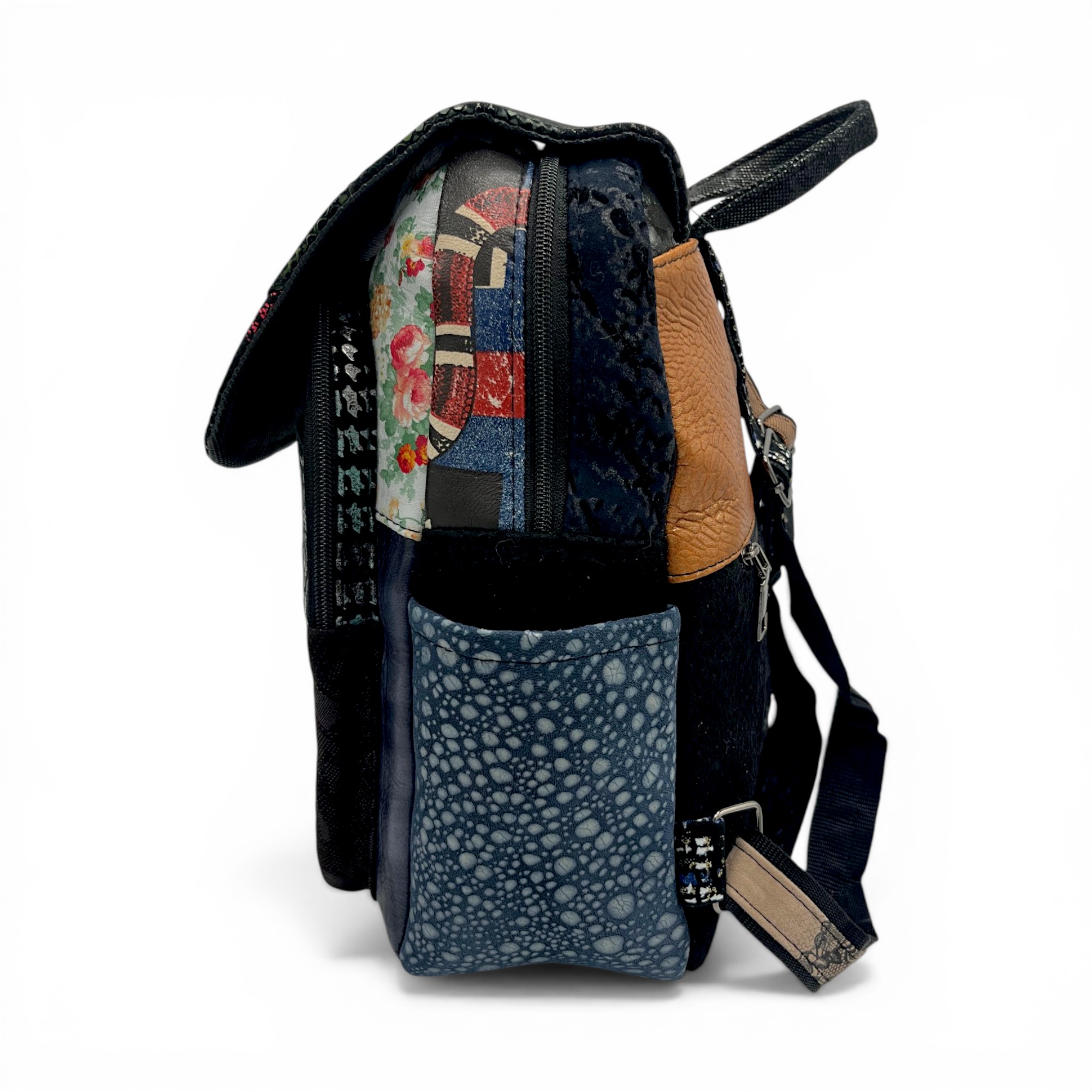 Rucsac damă din piele naturală Eveline Élégance-Couture R105-54 – patchwork artistic, design unicat premium