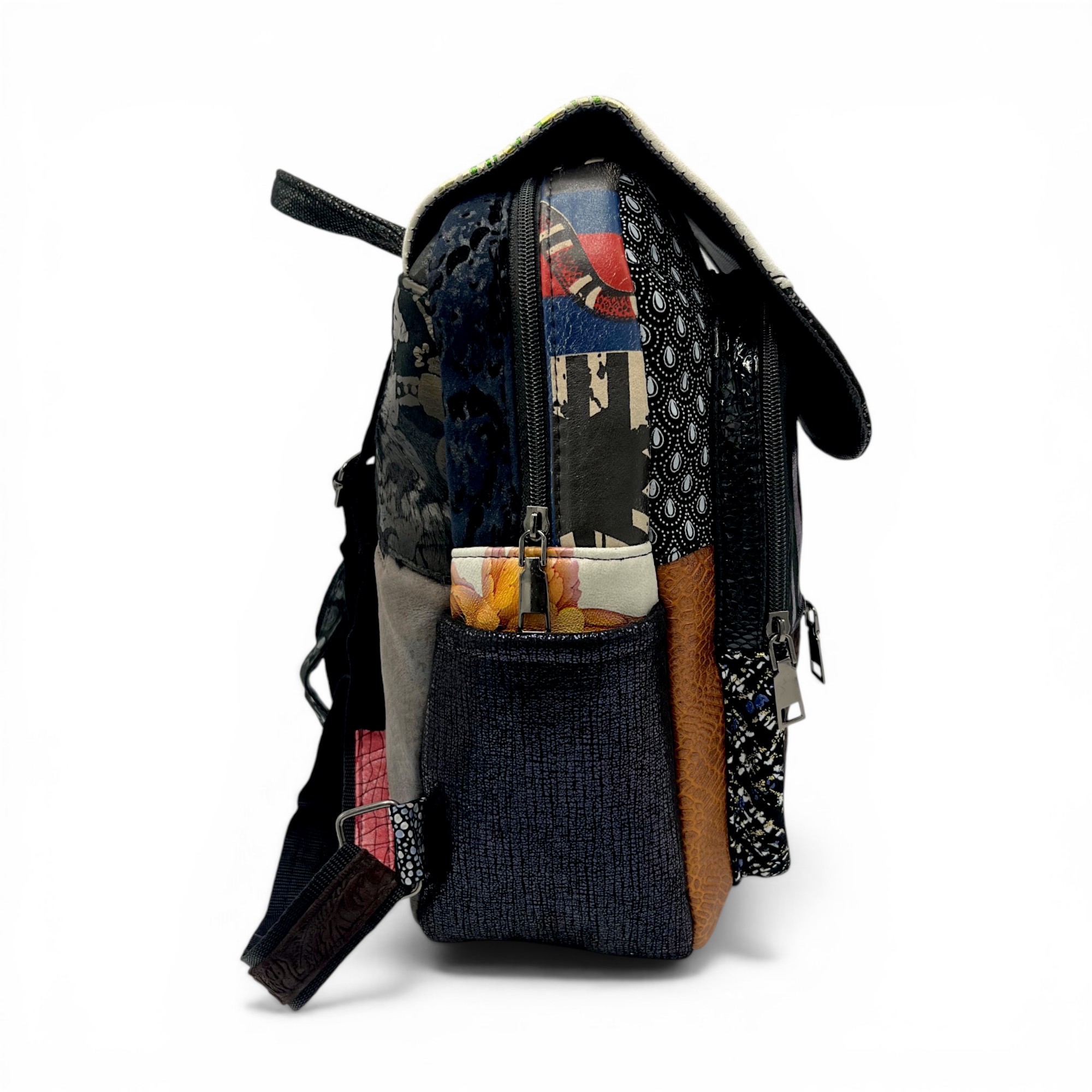 Rucsac damă din piele naturală Eveline Élégance-Couture R105-54 – patchwork artistic, design unicat premium