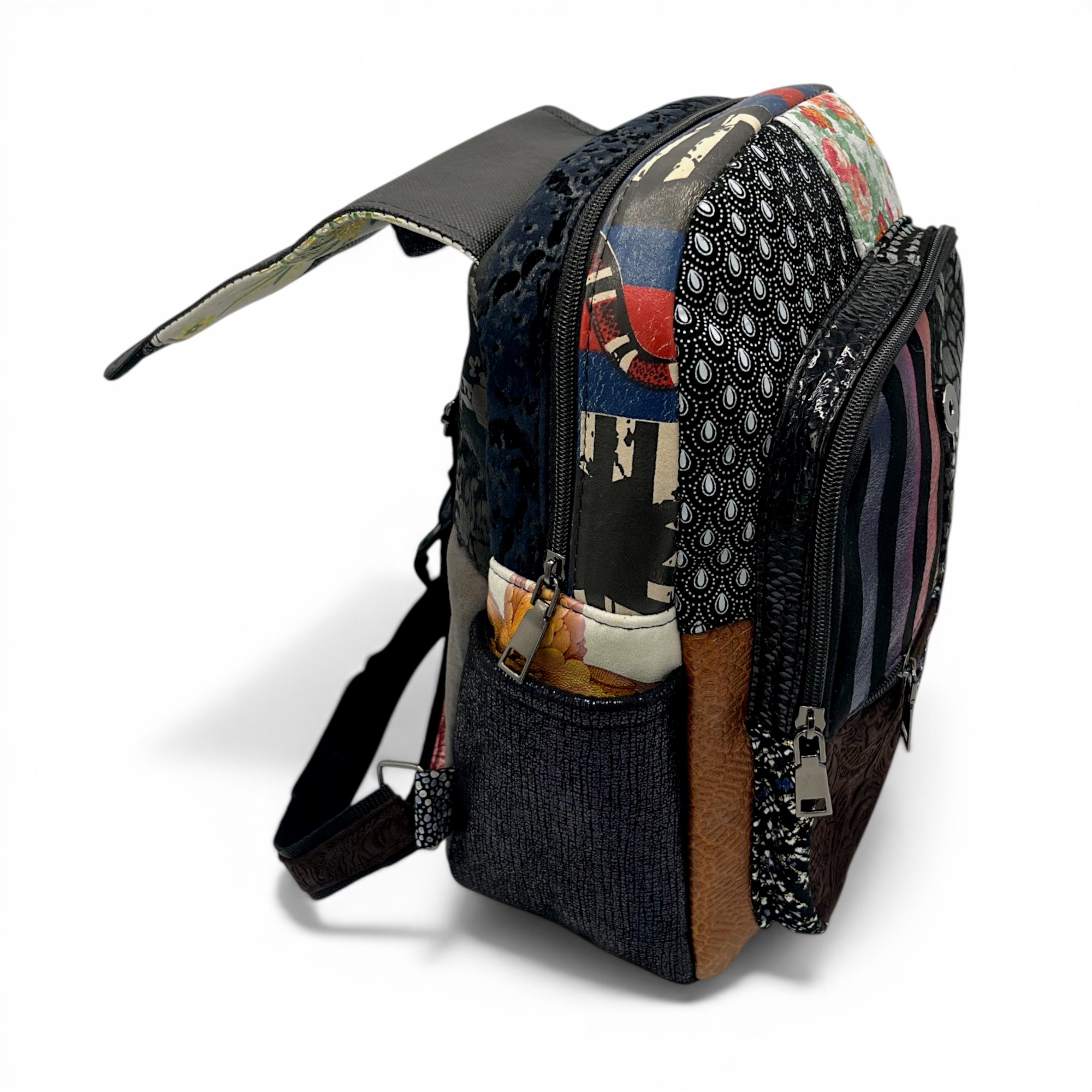 Rucsac damă din piele naturală Eveline Élégance-Couture R105-54 – patchwork artistic, design unicat premium