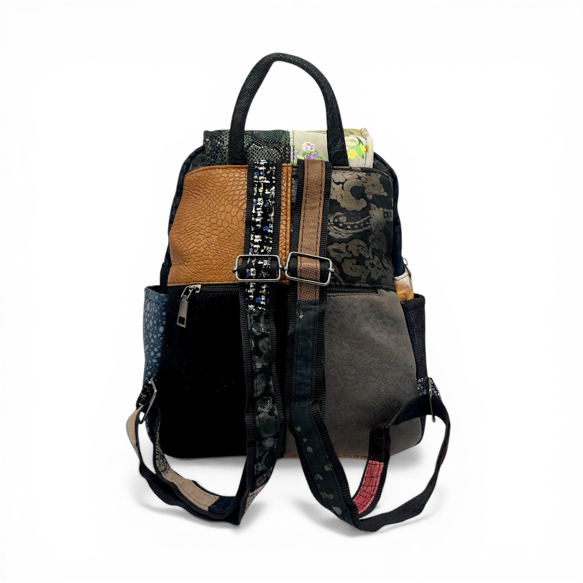 Rucsac damă din piele naturală Eveline Élégance-Couture R105-54 – patchwork artistic, design unicat premium