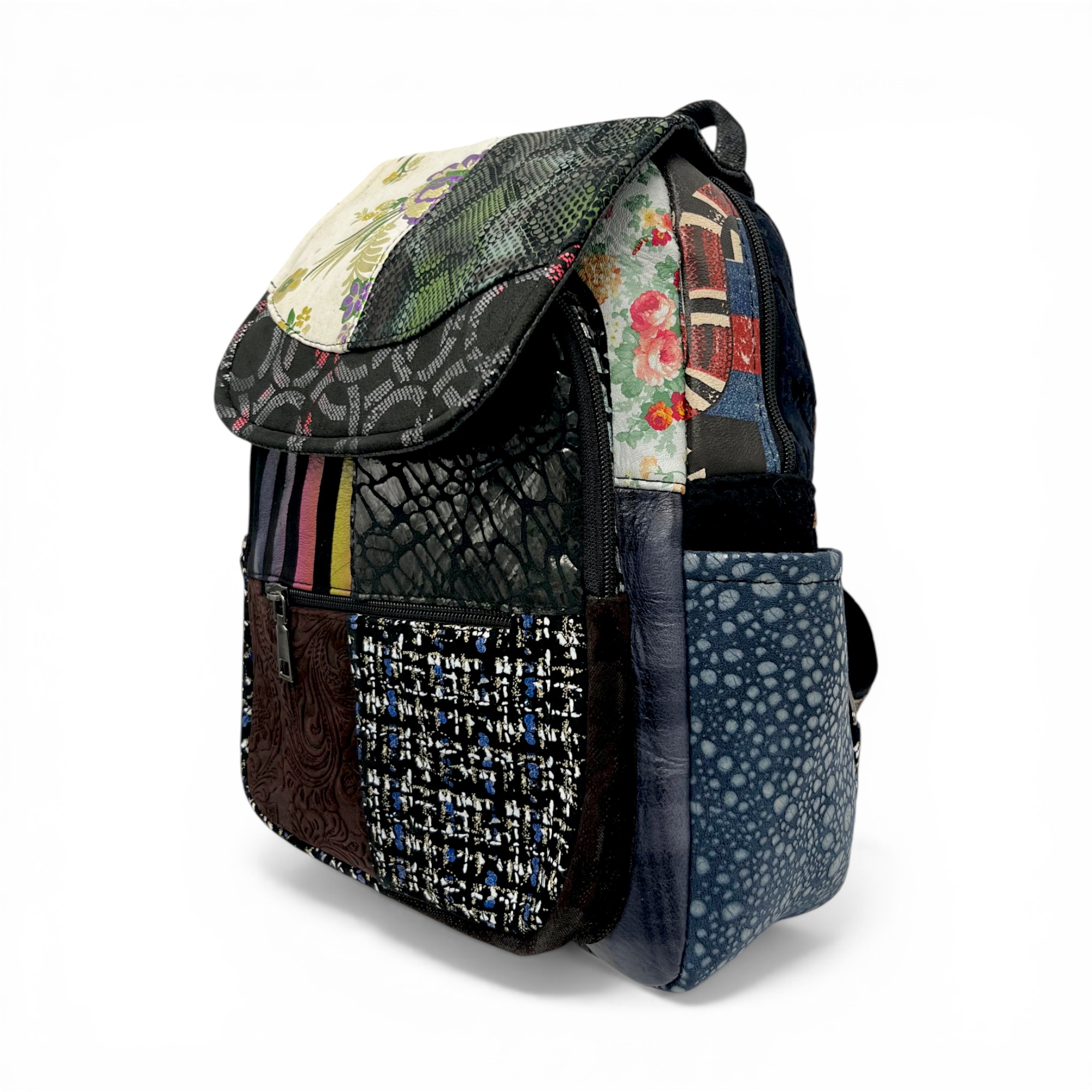 Rucsac damă din piele naturală Eveline Élégance-Couture R105-54 – patchwork artistic, design unicat premium