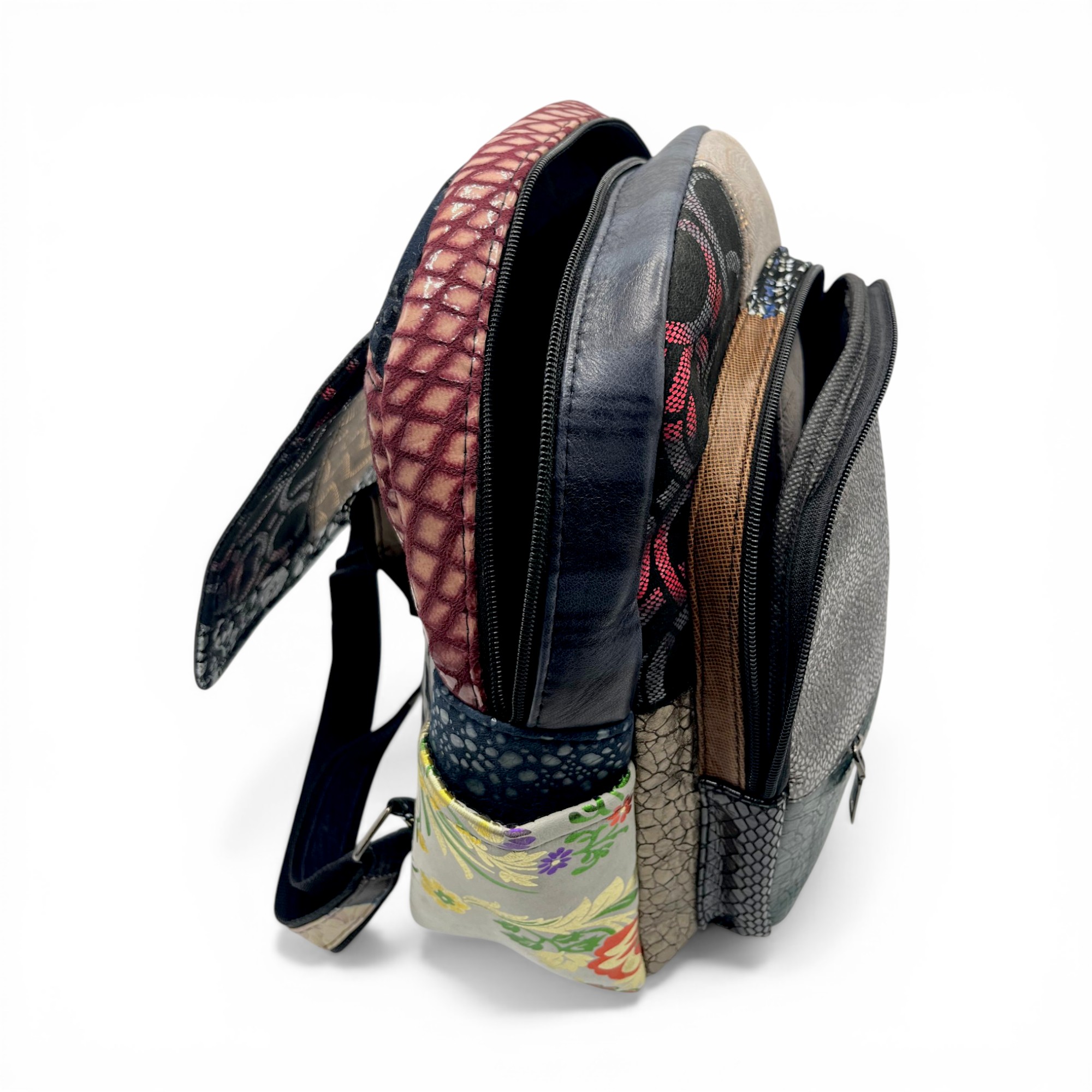 Rucsac damă din piele naturală Eveline Élégance-Couture R105-55 – patchwork vibrant cu accente moderne, design unicat