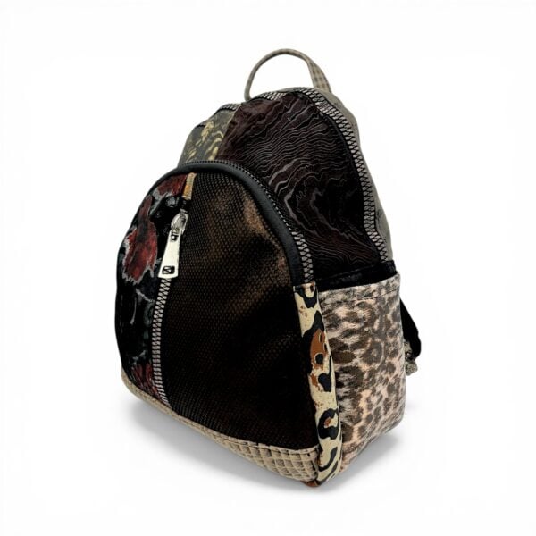 Rucsac damă din piele naturală Selina Unique S100-23 – patchwork artistic, design urban sofisticat