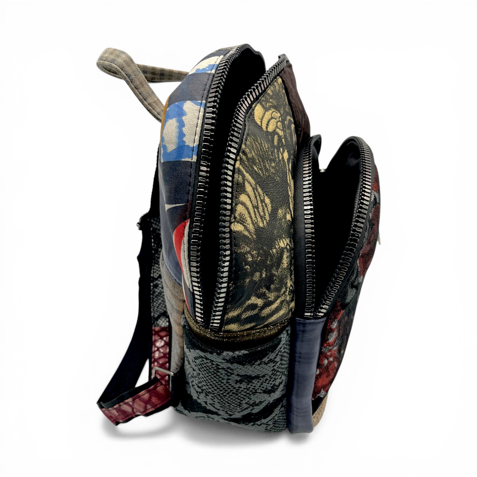 Rucsac damă din piele naturală Selina Unique S100-23 – patchwork artistic, design urban sofisticat