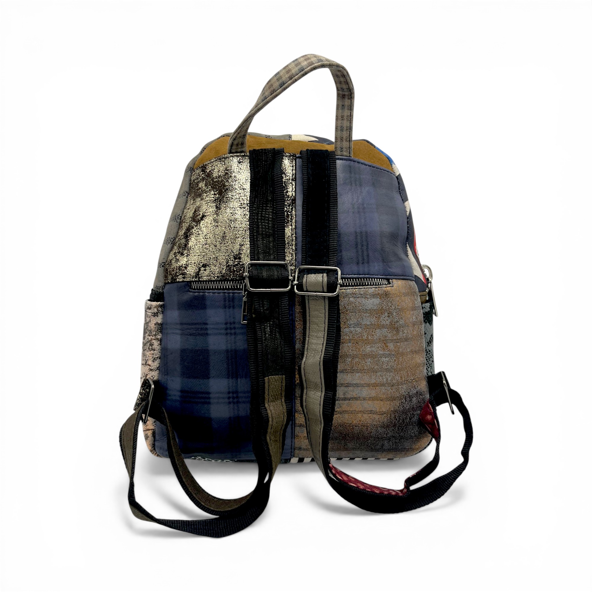 Rucsac damă din piele naturală Selina Unique S100-23 – patchwork artistic, design urban sofisticat