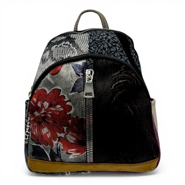 Rucsac damă din piele naturală Selina Unique S100-24 – patchwork contrastant, design artistic modern
